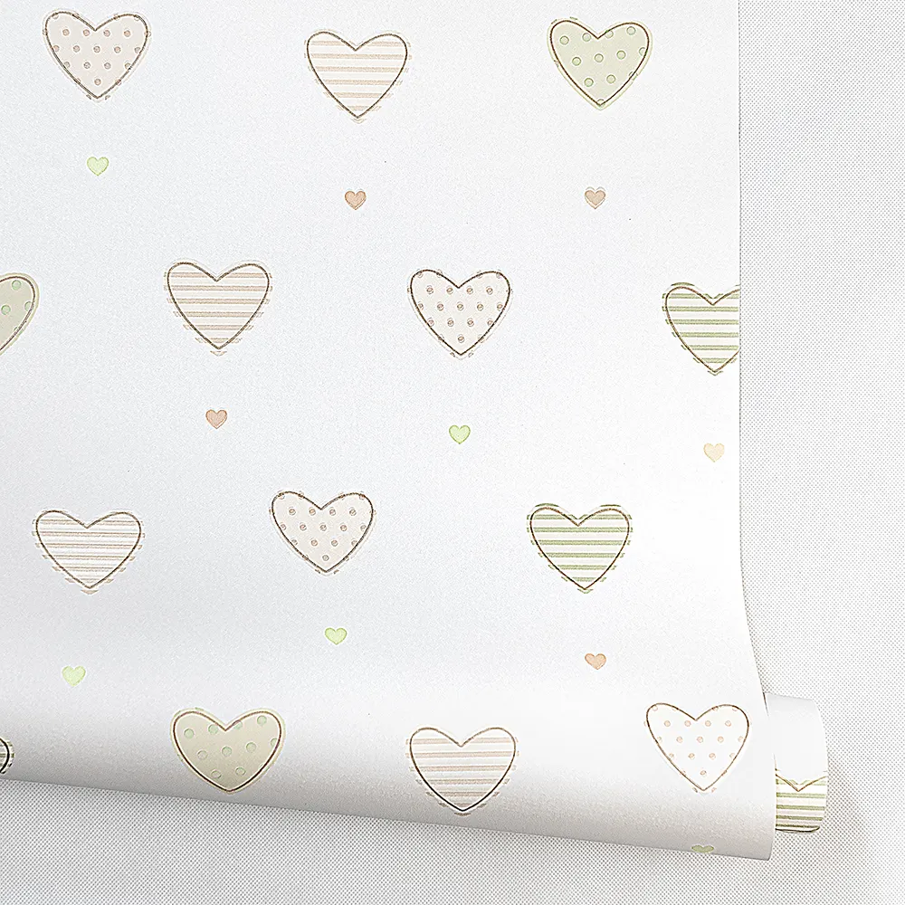 کاغذ دیواری کودک طرح قلب‌های رنگی | کرم کد 12092