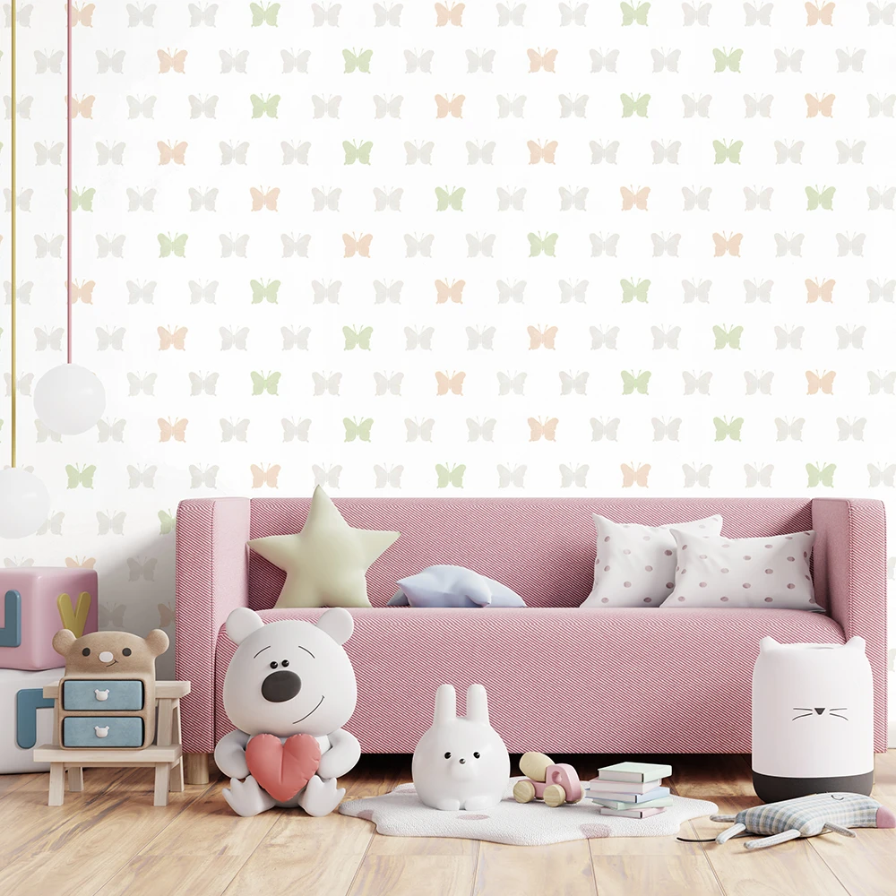 کاغذ دیواری کودک طرح پروانه‌ای رنگی کد 12094
