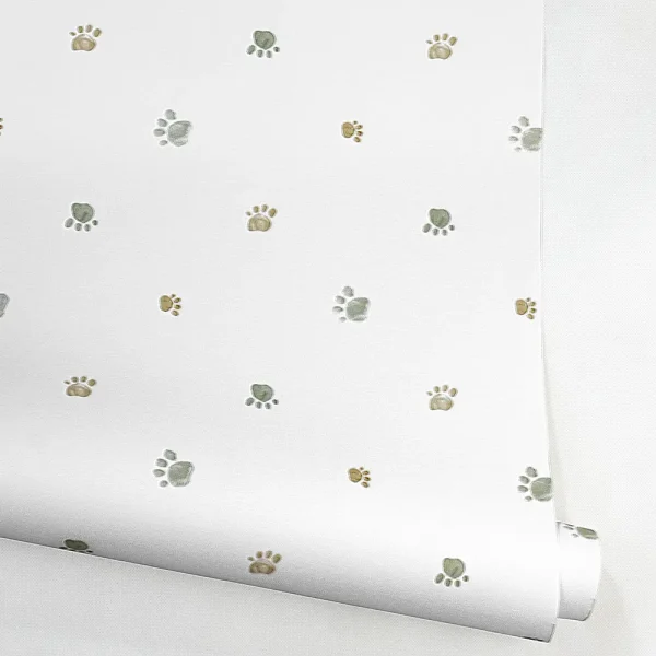 کاغذ دیواری کودک طرح ردپای سگ | سبز / قهوه‌ای کد 12118