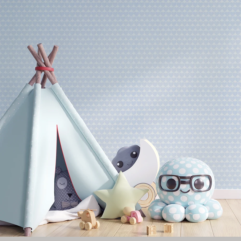 کاغذ دیواری کودک طرح قلب | آبی / سفید کد 12080