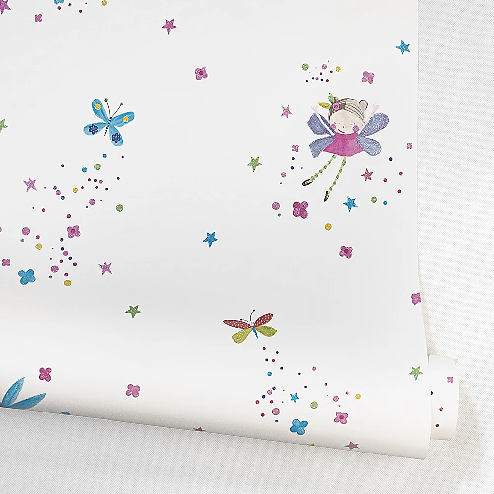 کاغذ دیواری کودک طرح فرشته‌های آسمانی | سفید کد 12055