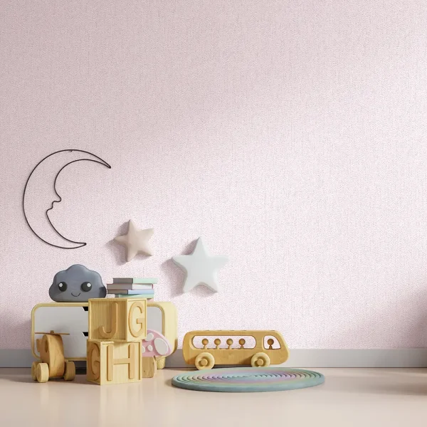 کاغذ دیواری کودک طرح ساده | صورتی کد 12022