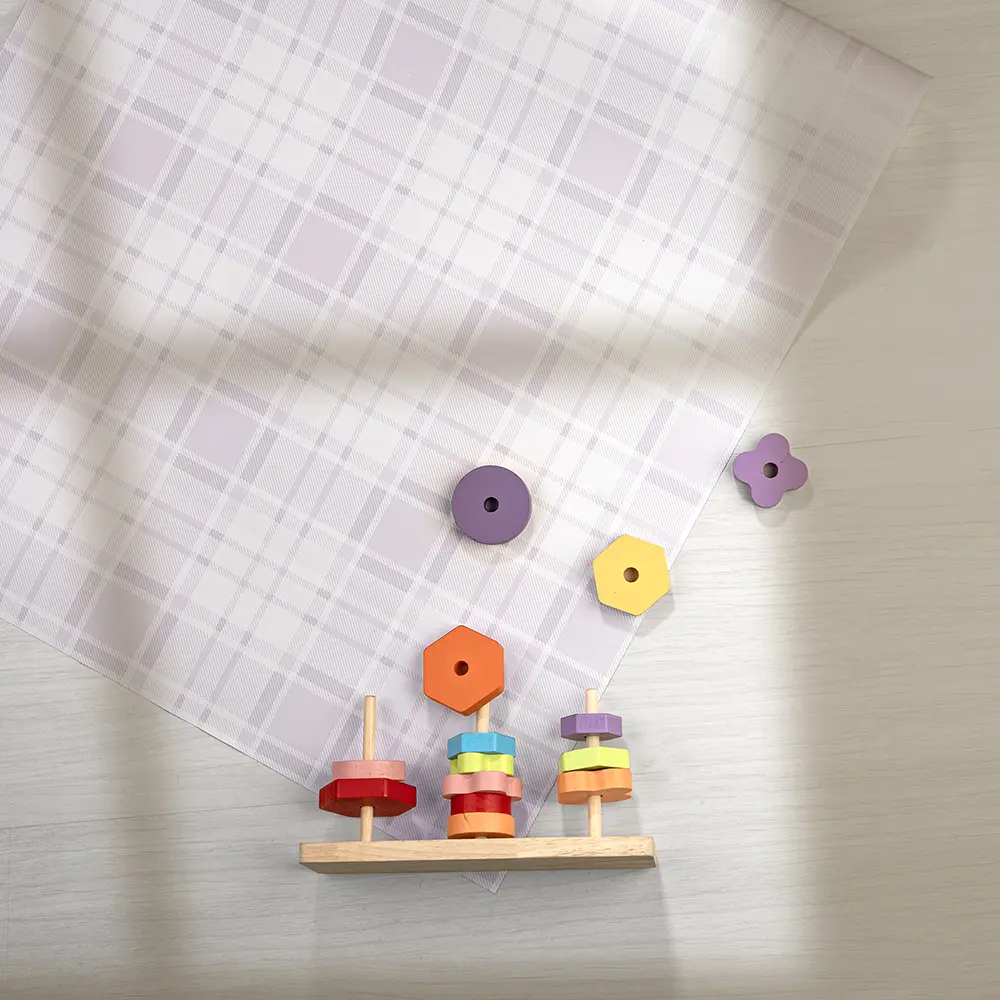 کاغذ دیواری کودک طرح چهارخونه | بنفش / یاسی کد 12083